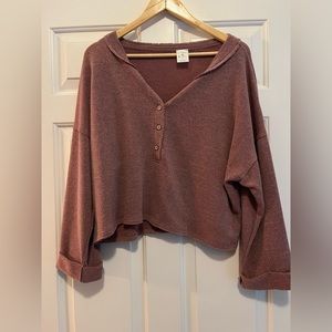 By Together cropped Henley, size small